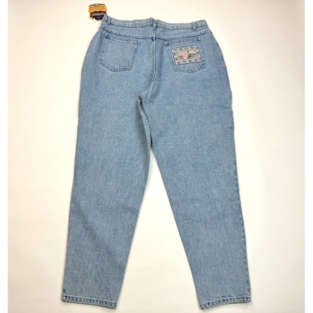 Stefano Patchwork Vtg 80s Denim Jeans Women 22 NWT RARE Cotton Pockets Floral - Picture 2 of 15